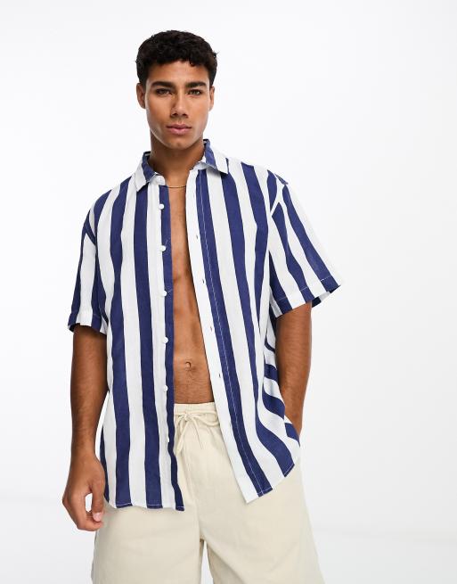 Pull&Bear - Gestreept T-shirt in marineblauw