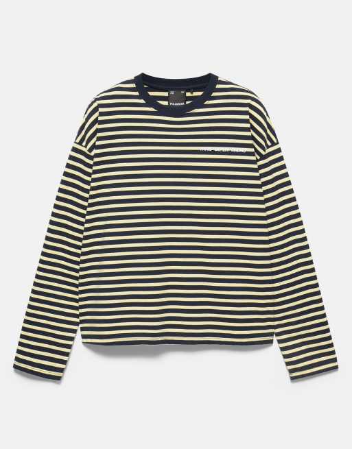 Pull&Bear Gestreept T-shirt met tekst in geel, 6 van 7