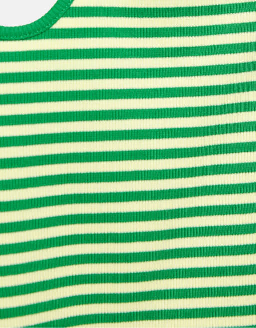Pull&Bear gestreepte haltertop in groen, 7 van 7