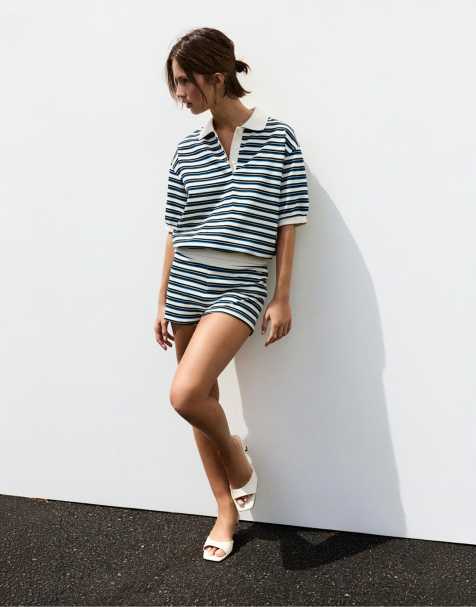 Pull&Bear - Gestreepte short in beige - view 1