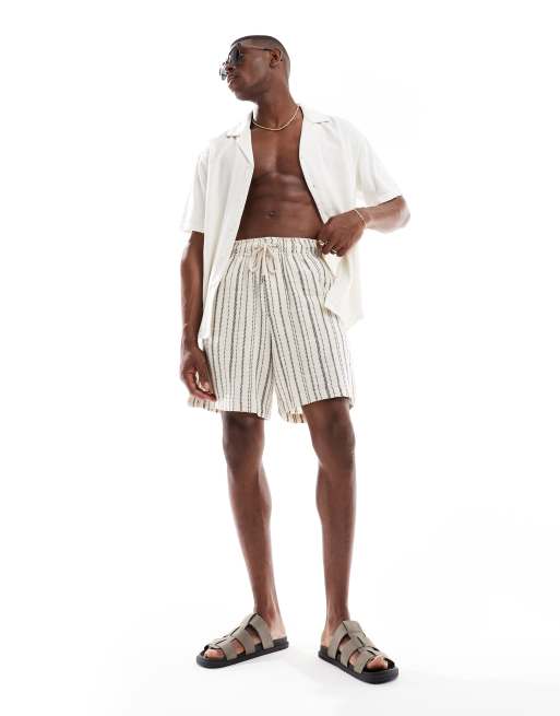 Pull&Bear - Gestreepte short in blauw 
