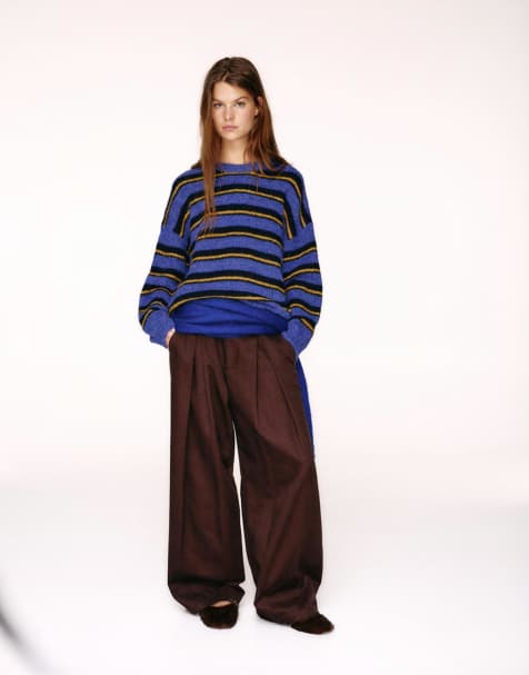 Pull&Bear - Gestreepte sweater in diepblauw - view 1