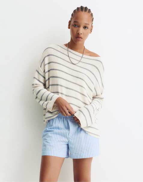 Pull&Bear - Gestreepte sweater in grijs - view 1
