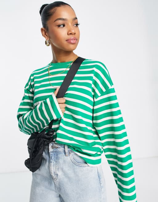 Pull&Bear - Gestreepte top in groen