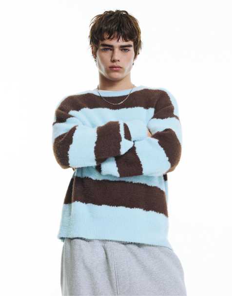 Pull&Bear - Gestreepte trui in marineblauw - view 1