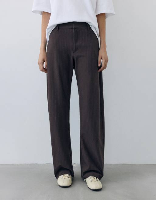 Pull&Bear gestreifte Smart-Hose in Braun, 2 von 7
