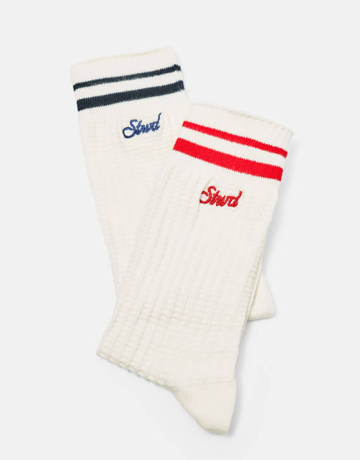 Pull&Bear gestreifte Sportsocken in Rot, 4 von 4