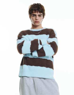 Gestreifter Pullover in Himmelblau Blau M