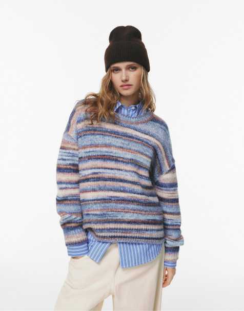 Pull&Bear – Gestreifter Strickpullover in Blau - view 1