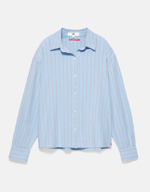 Pull&Bear gestreiftes Hemd in verwaschenem Blau, 5 von 7