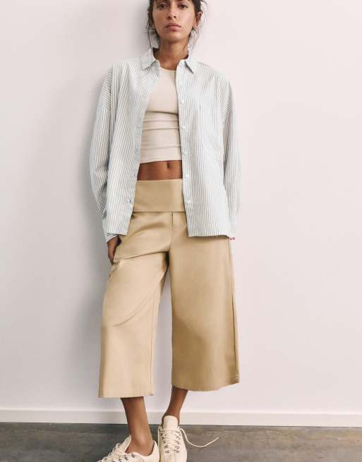 Pull&Bear gestreiftes Hemd mit Stickerei in Pastellblau, 5 von 7