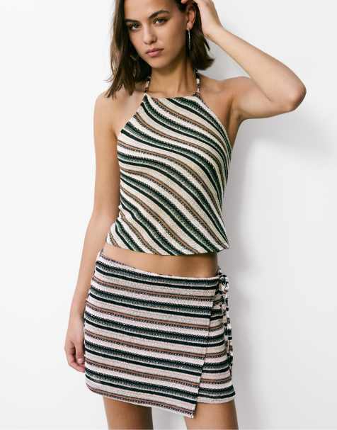 Pull&Bear – Gestreiftes Neckholder-Top - view 1