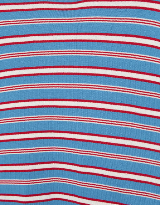 Pull&Bear gestreiftes Strick-T-Shirt in Hellblau, 5 von 6
