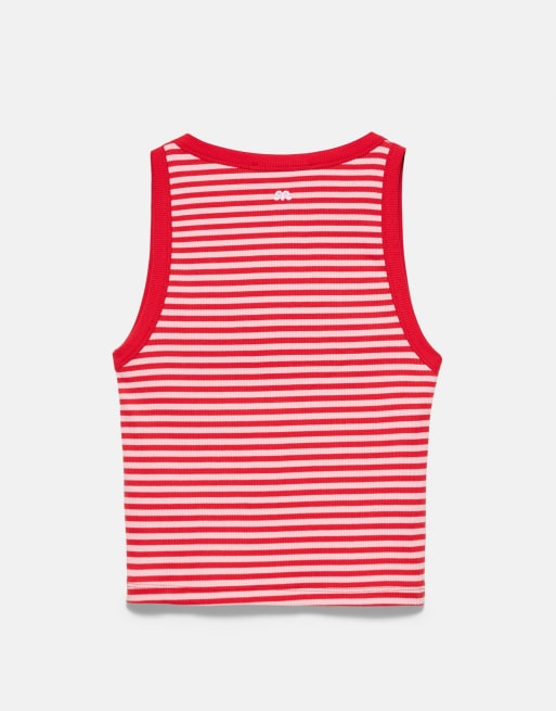 Pull&Bear gestreiftes Tanktop in Hellrosa, 7 von 7