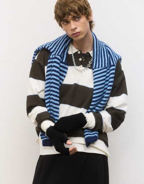 Pull&Bear – Gestrickte Basic-Fäustlinge in Schwarz - view 1