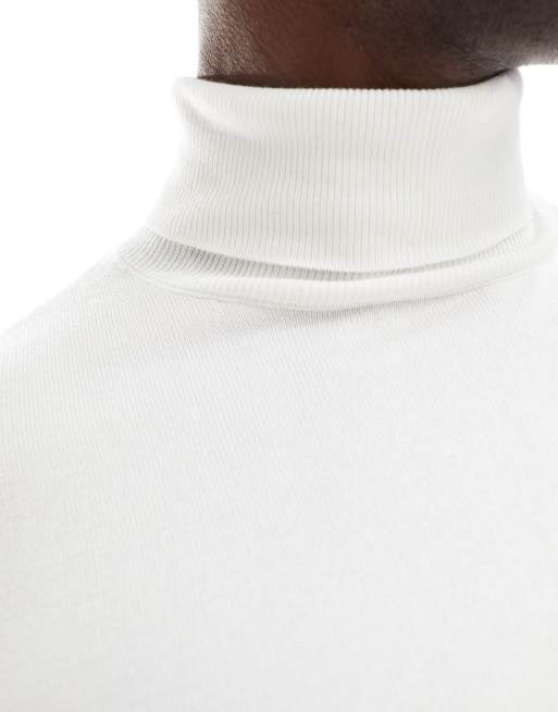 Pull&Bear – Gestrickter Rollkragenpullover in Weiß, 3 von 4