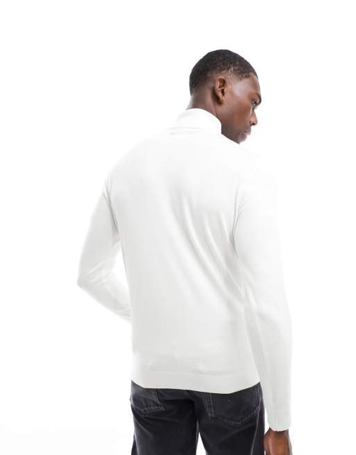 Pull&Bear – Gestrickter Rollkragenpullover in Weiß, 4 von 4