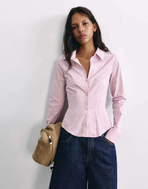 Pull&Bear getailleerd overhemd met brede manchetten in roze - view 1