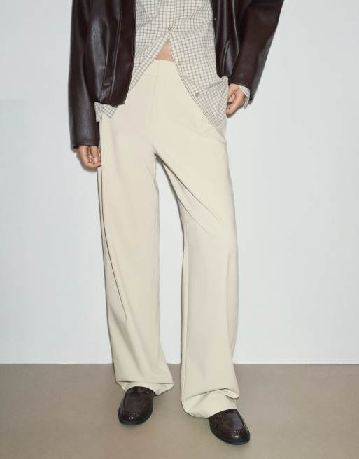 Pull&Bear - Getailleerde broek met figuurnaden in vanille, 4 van 6