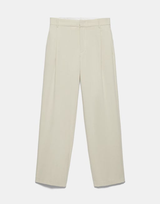 Pull&Bear - Getailleerde broek met figuurnaden in vanille, 5 van 6