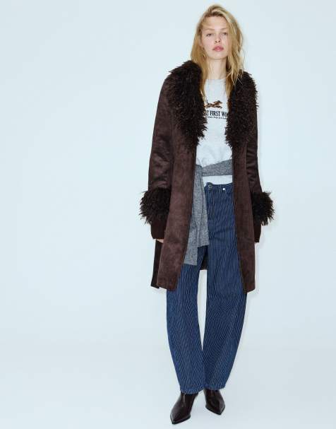 Pull&Bear getailleerde imitatiesuède jas in bruin - view 1
