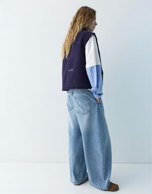 Pull&Bear - Gewatteerd gilet in marineblauw, 4 van 4