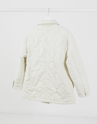 pull&bear quilted jacket in ecru