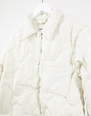 pull&bear quilted jacket in ecru