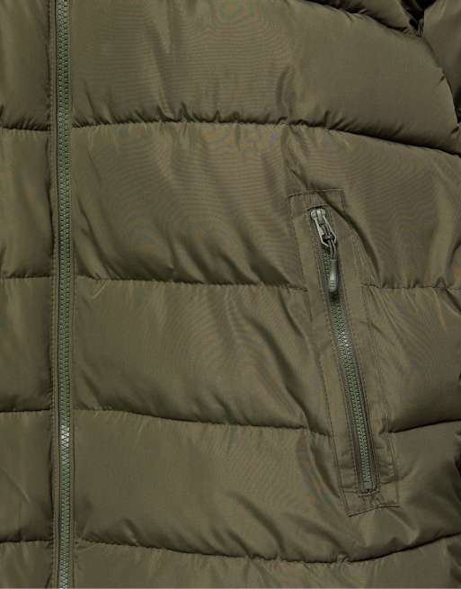 Pull&Bear gewatteerd jack met capuchon in donker kaki, 7 van 7