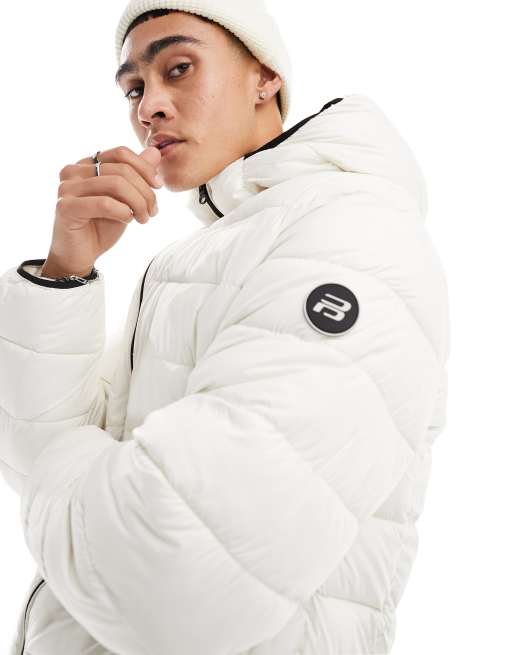 Pull&Bear - Gewatteerd jack met capuchon in wit