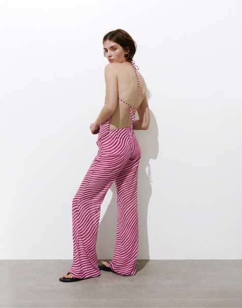 Pull&Bear - Geweven set met golvende print in roze - view 1