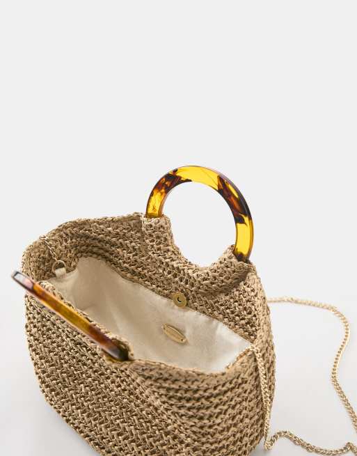 Pull&Bear - Geweven tas in wit en crème, 4 van 4