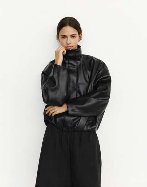 Pull&Bear - Giacca a palloncino nera in pelle sintetica - view 1