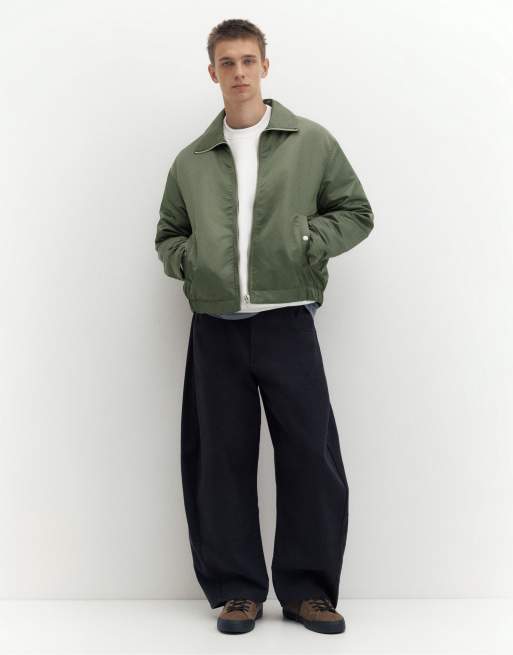 Pull&Bear giacca bomber con colletto a camicia verde medio, 4 di 7
