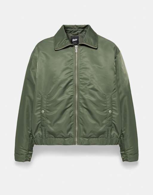 Pull&Bear giacca bomber con colletto a camicia verde medio, 6 di 7