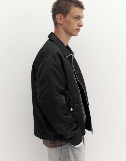 Pull&Bear giacca bomber con colletto camicia nera, 5 di 7