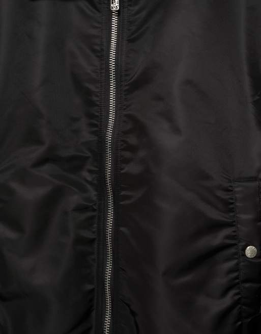 Pull&Bear giacca bomber con colletto camicia nera, 7 di 7
