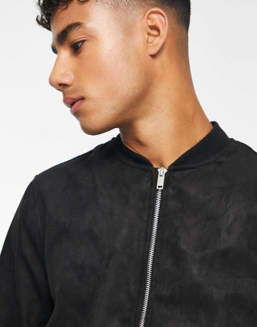 Pull&Bear - Giacca bomber nera in camoscio sintetico, 4 di 4