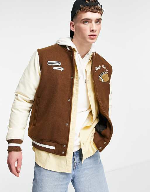 Pull&Bear Giacca college marrone ASOS