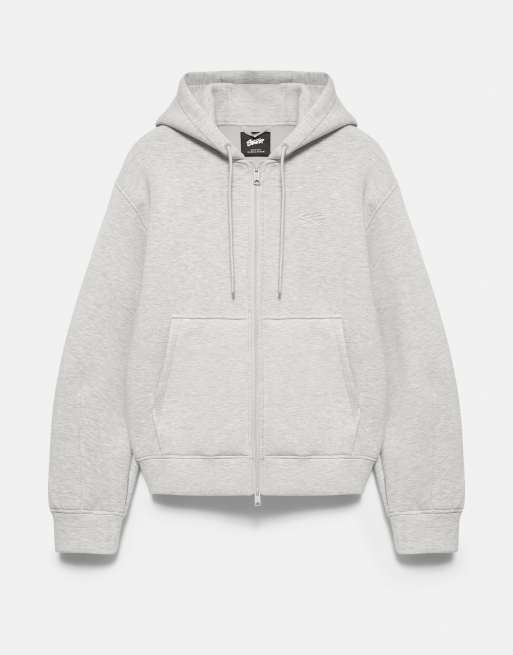 Pull&Bear giacca con cappuccio e zip in grigio mélange, 6 di 7