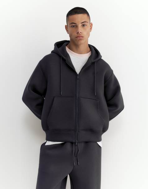 Pull&Bear giacca con cappuccio e zip in grigio - view 1