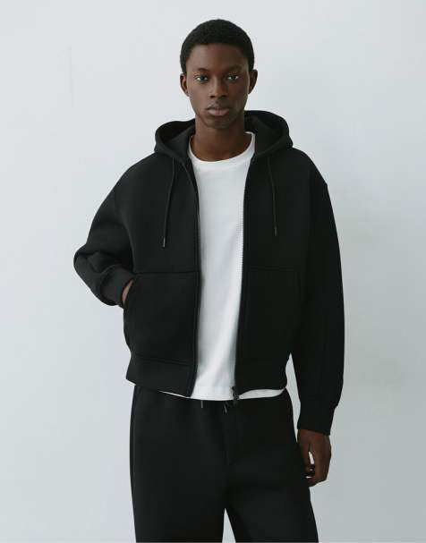 Pull&Bear giacca con cappuccio e zip nera - view 1