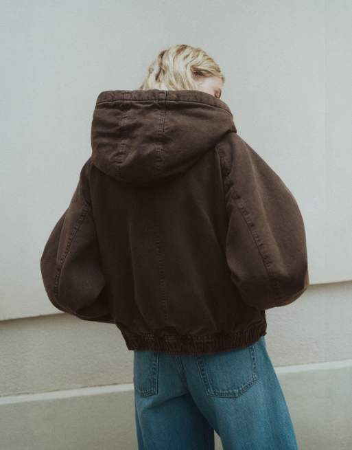 Pull&Bear giacca con cappuccio marrone, 2 di 7