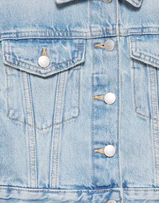 Pull&Bear - Giacca corta di jeans blu pallido, 6 di 7