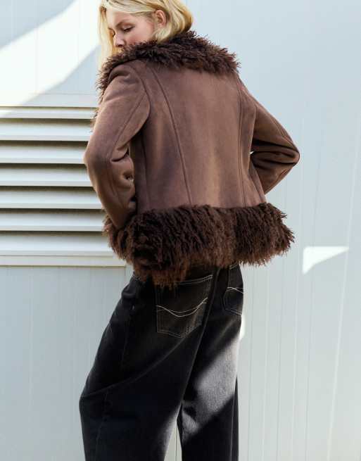 Pull&Bear giacca corta double-face marrone, 2 di 7