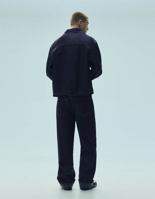 Pull&Bear giacca di jeans con tasche navy, 2 di 7
