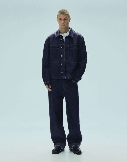 Pull&Bear giacca di jeans con tasche navy, 4 di 7