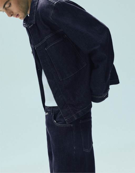 Pull&Bear giacca di jeans con tasche navy, 5 di 7