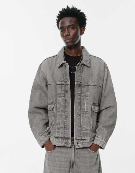 Pull&Bear - Giacca di jeans grigio scuro con tasche - view 1