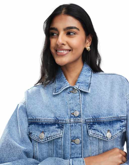 Pull&Bear Giacca di jeans oversize lavaggio blu chiaro ASOS